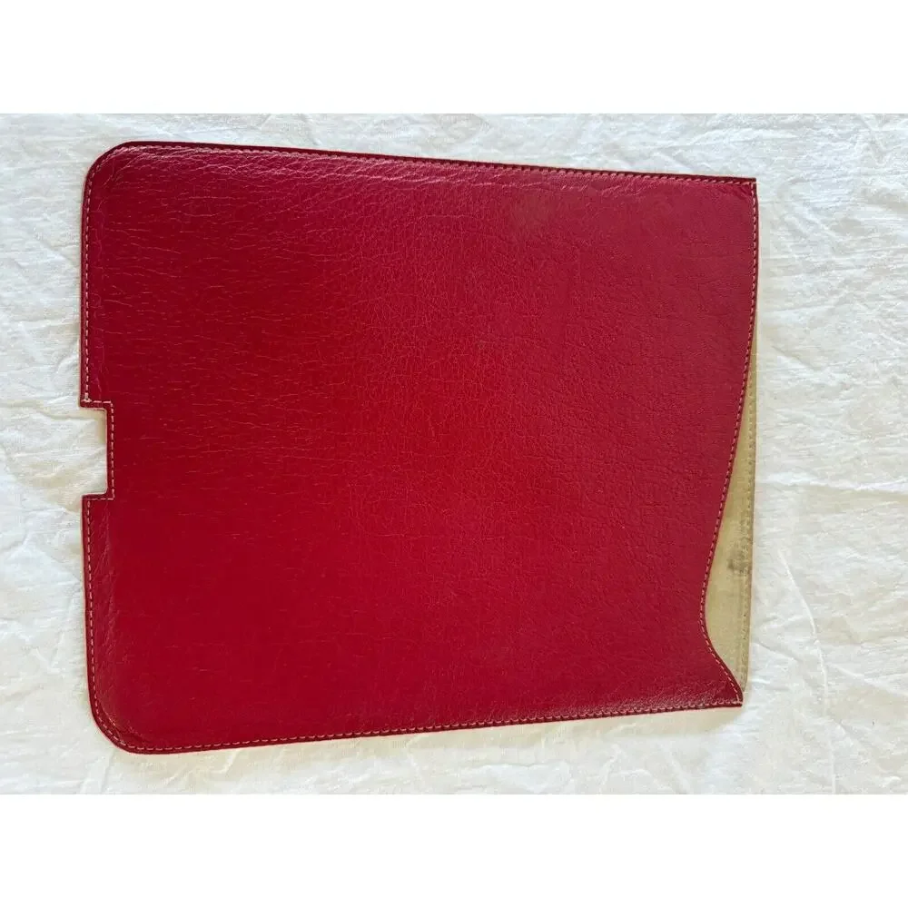 Levenger Fine Leather Red Case 8.5x10 Tablet Notepad Slipcover Sleeve Pouch